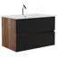 Meuble-lavabo mural noir et noyer doux de 30 po avec lavabo intégré en céramique avec trop-plein, grand meuble-lavabo flottant de rangement pour salle de bain moderne, pré-assemblé-1727530661