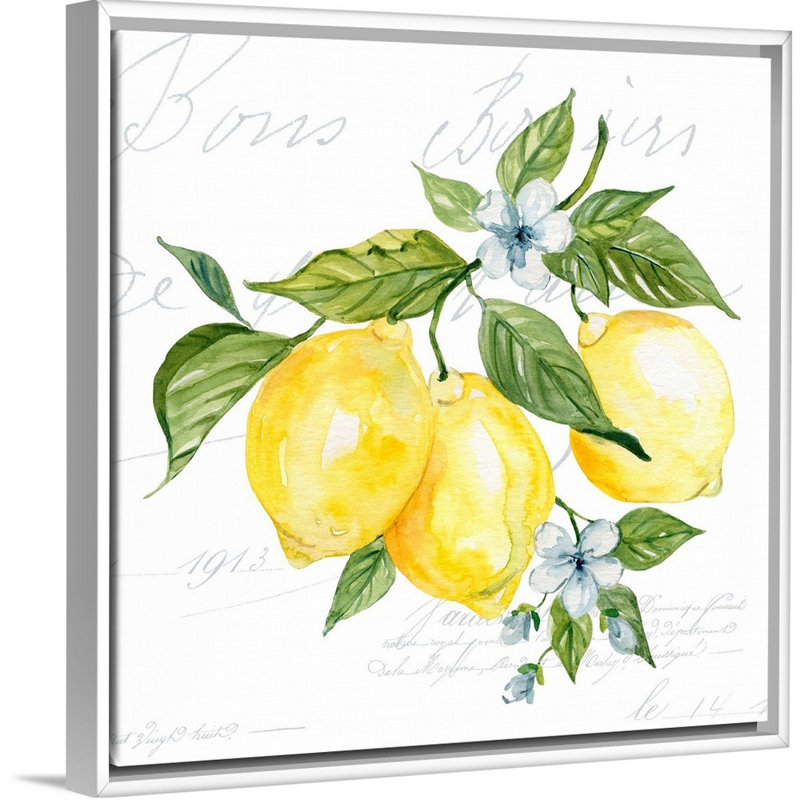 Lemon Squeeze II - reproduction d'art sur toile, Cadre flottant blanc, H 21,7 po x l 21,7 po x P 1,75 po