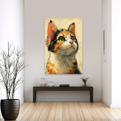 Curious Calico Cat Contemporary Cat Wall Art