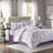 Lafael Purple/White Reversible 9-Piece Full Comforter Set with 100% Cotton Bed Sheets-655732853