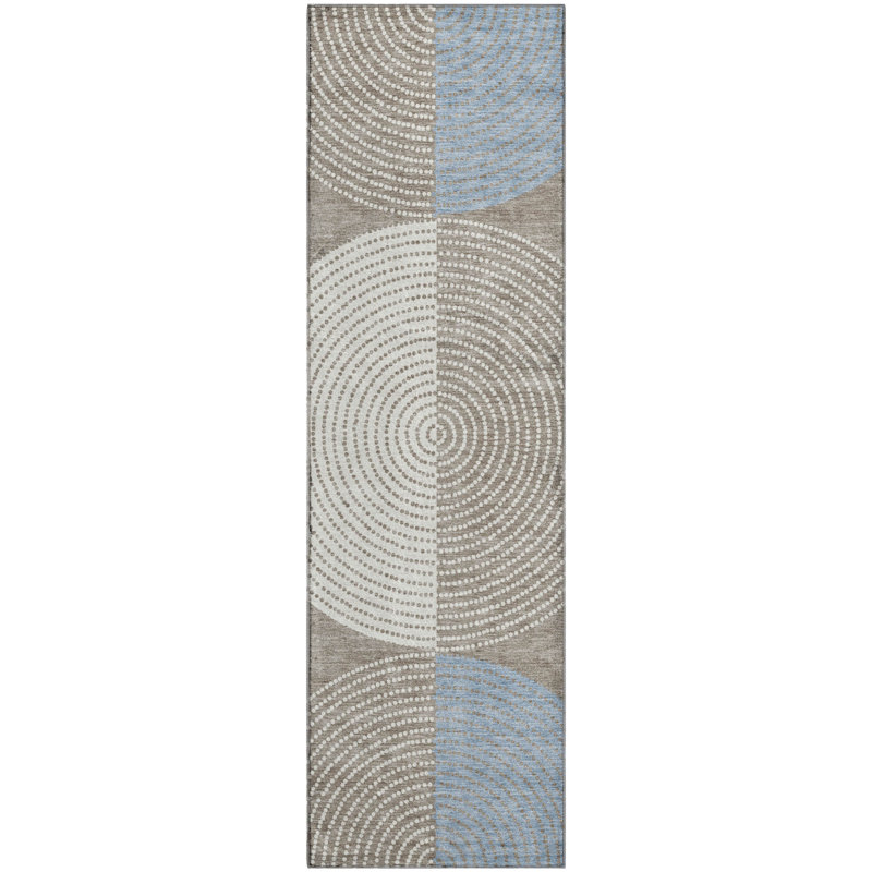 Premium Machine Washable Mayfield AMF2281 Geometric Rug, 2'3" x 7'6" Runner, Taupe
