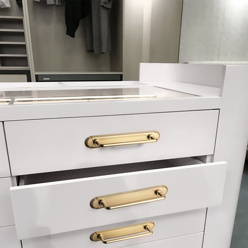 Poignée barre délicate avec panneau, 5", Bronze champagne