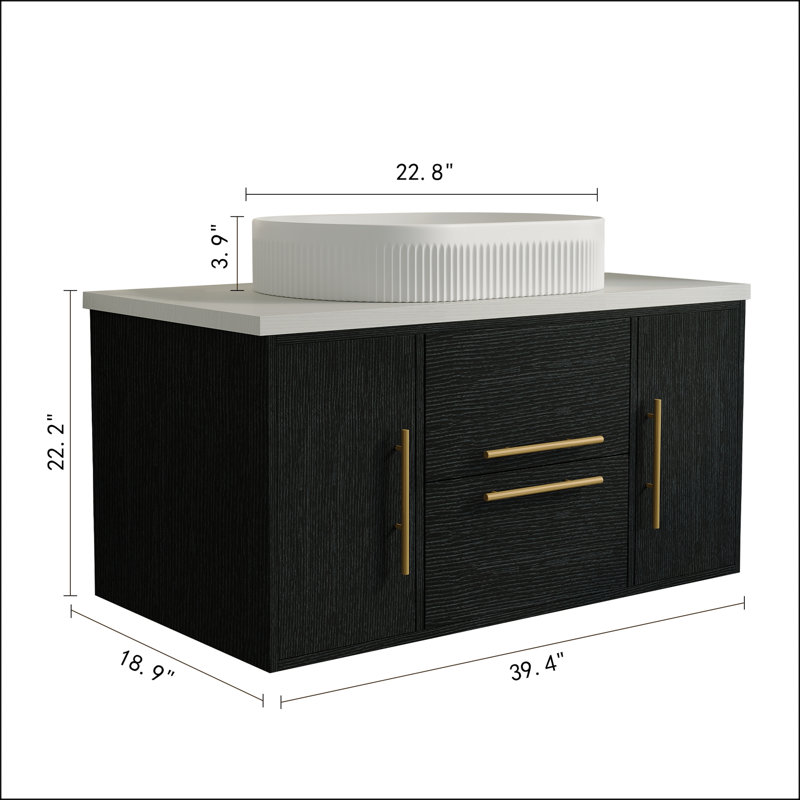 Meuble-lavabo mural 39,4 po avec lavabo vasque