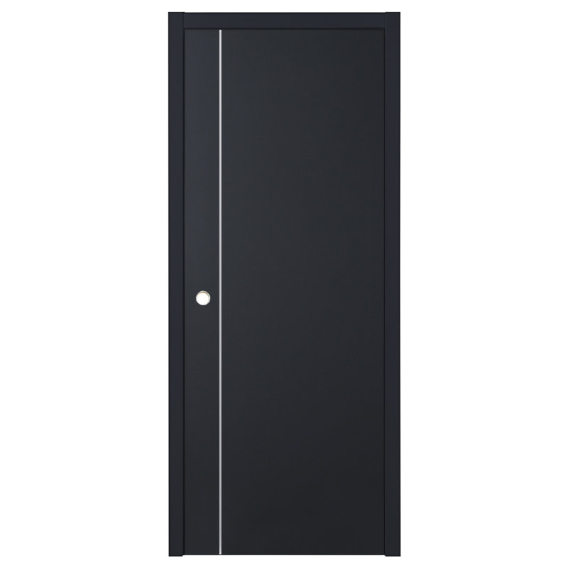 Porte intérieure moderne laminée noire douce Glam G-Pro 003 18 po x 96 po, Noir doux, 18 po x 96 po