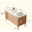 Meuble-lavabo de 48 po avec lavabo, armoire de rangement autoportante en contreplaqué avec 4 pieds en métal, une porte et 2 tiroirs, lavabo rectangulaire en céramique blanche, sans robinet, pré-assemblé