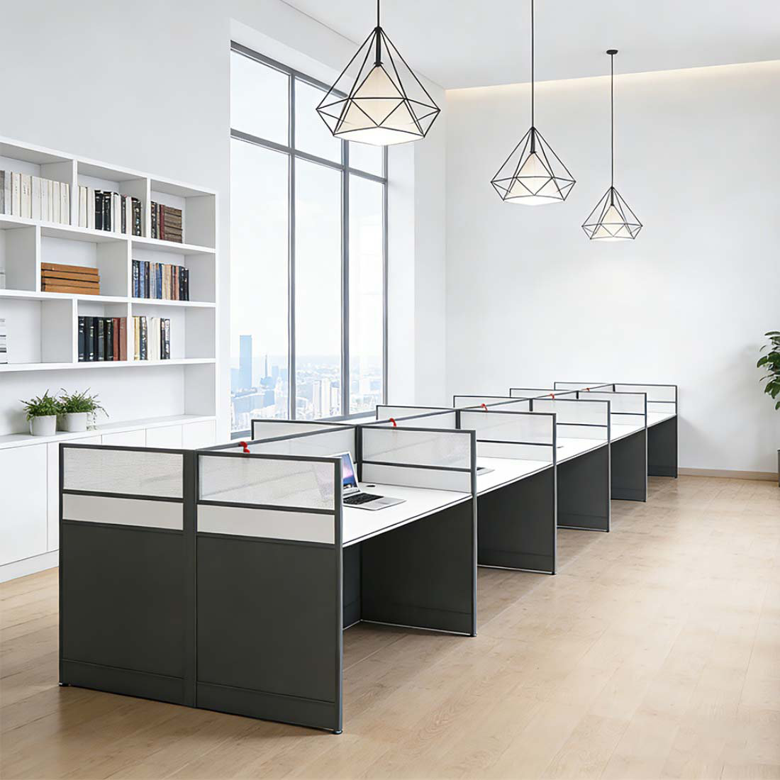 VIFOTO Rectangle White/Grey 10 Person Office Cubicle Desk - Wayfair Canada