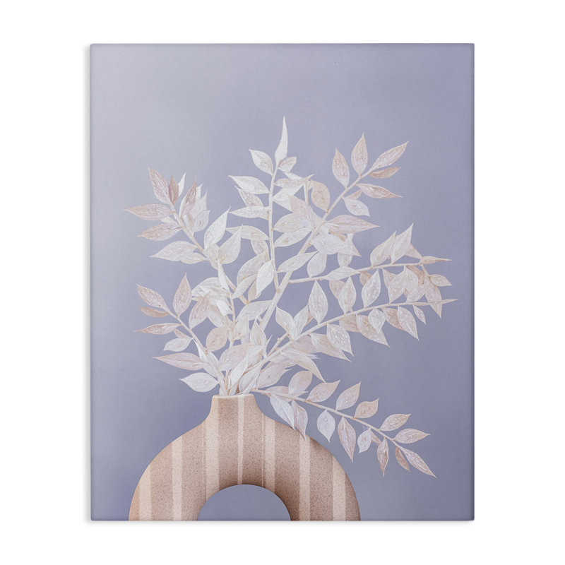 "Ruscus Plant Circular Vase", art mural sur toile par Sissi et Seb, H 40 po x l 30 po