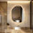 Stylish Stone Border Irregular Led Wall Mirror Bathroom Vanity Mirror With Blaklit 3 Color Temperature Lights Anit-fog Dimmable, 3 Touch Sensor Switch Plug In-1219781560