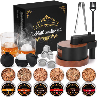 Whiskey Smoker Set with Handheld Torch - 6 Flavors of Wood Chips - Bourbon Whiskey Smoked Filter Cup Set, Old Fashioned Cocktail Smoked Set, Birthday Bourbon Whiskey Gift for Men, For Dad, Husband