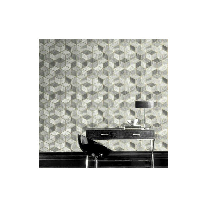 Crosspointe 10m x 53cm Metallic Finish Wallpaper Roll, Grey
