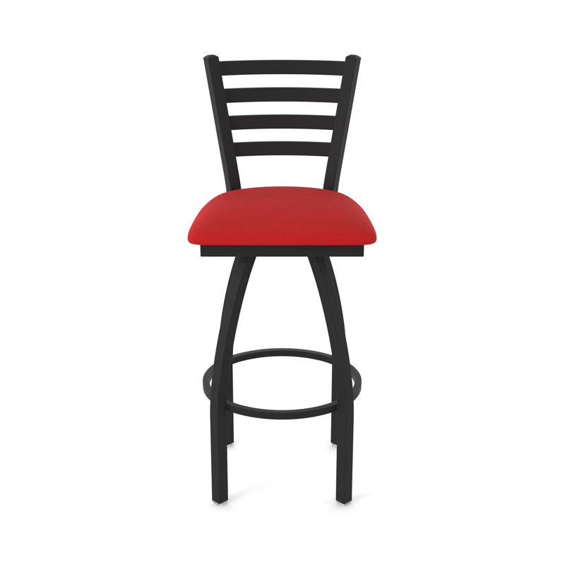 Jackie Swivel Stool, Black Wrinkle, Vinyl-Canter Red, Extra Tall (36" Seat Height)