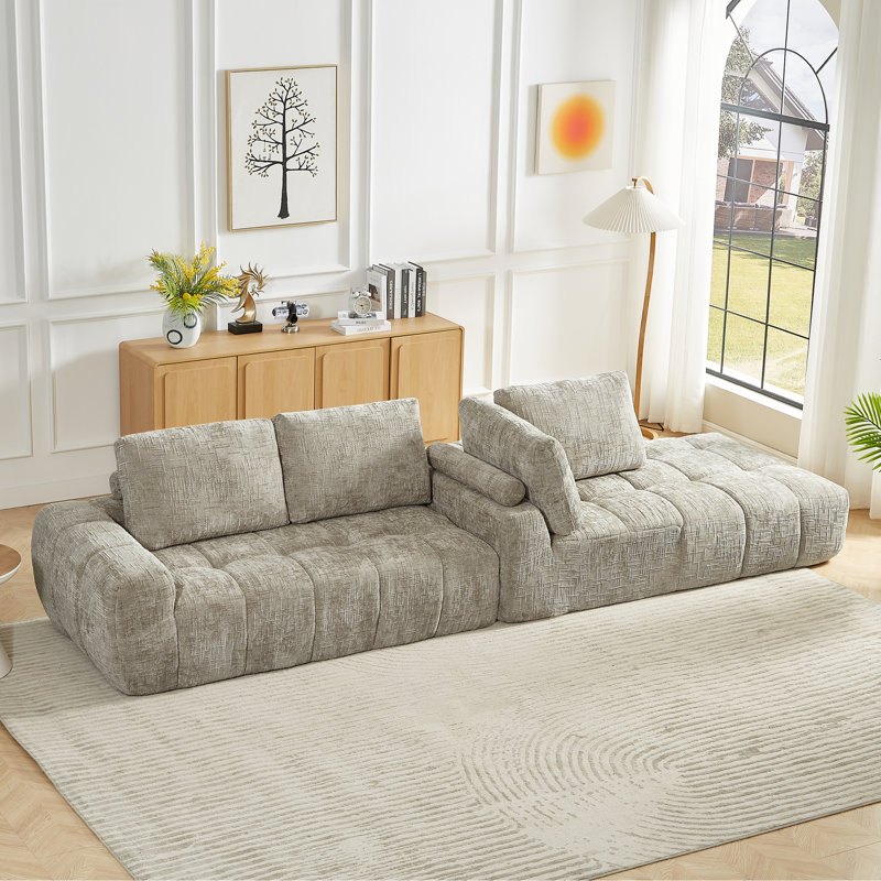 Canapé modulaire luxueux en chenille de conception minimaliste pour les salons, les appartements et les espaces de réception
