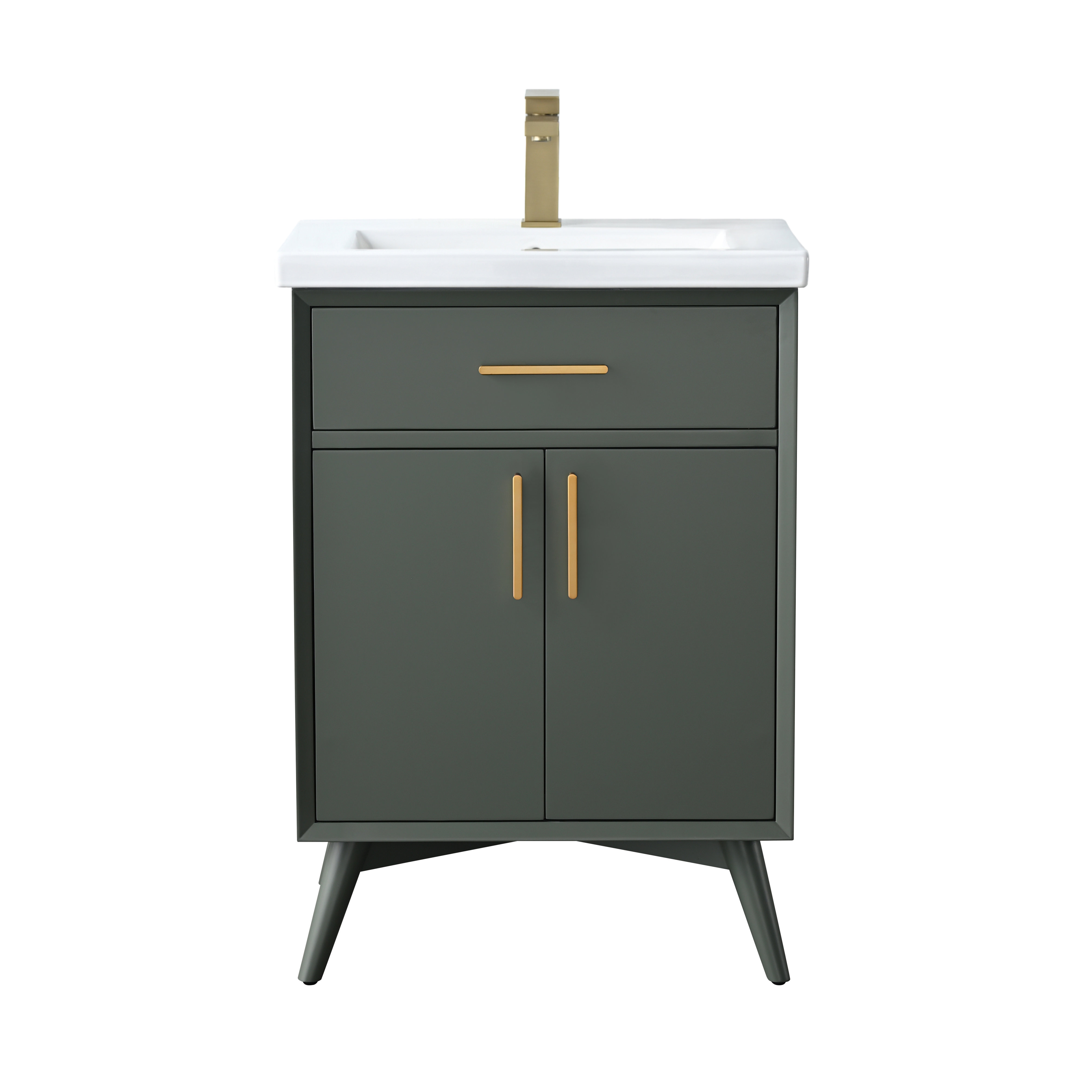 George Oliver Lalena 24'' Single Bathroom Vanity with Ceramic Top ...