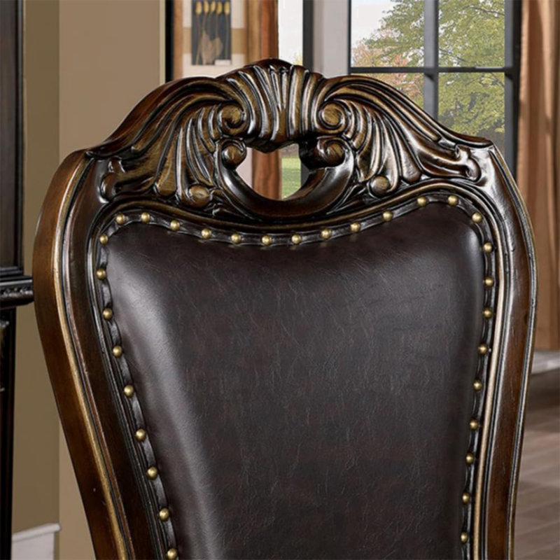 Chaises d'appoint traditionnelles 2 pièces en bois de noyer brun foncé