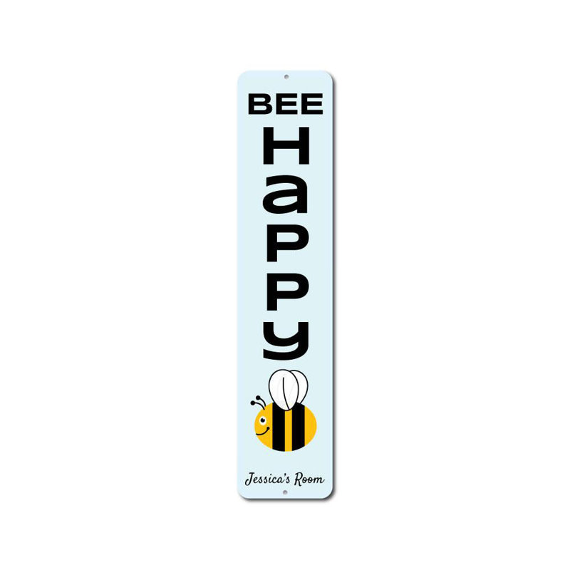 Plaque en aluminium «Bee Happy», H 6 po x l 24 po x P 0,063 po
