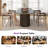 86.6'' Modern Oval Dining Table with Double Storage Shelves&Sliding Doors  for 6-8 People,Walnut-970804270