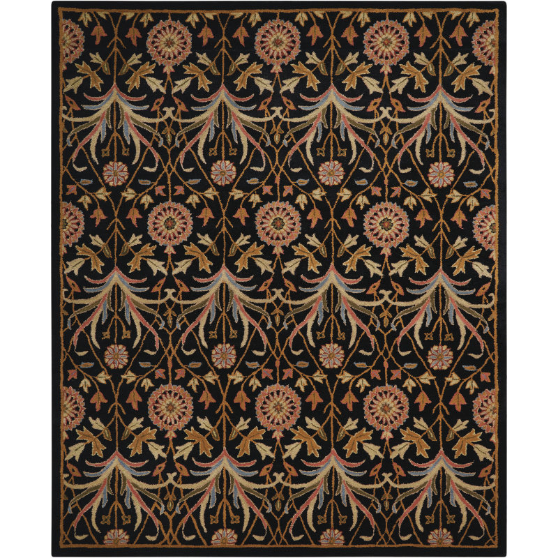 Tapis noir touffeté à la main Carthage, Rectangle 8 pi x 10 pi