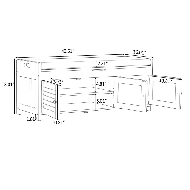 Linen Blend Upholstered Storage Bench, Gray Wash