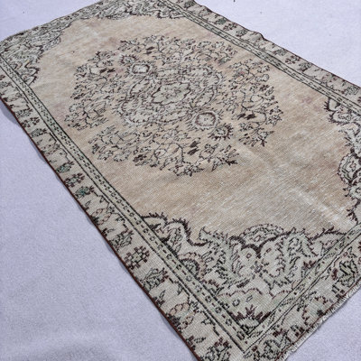 Vintage Wool Patchwork Rug, 63x111.4 Inch Beige Rug