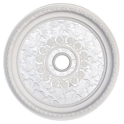 White Frame Silver Leaf Centre Round Medallion