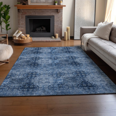 Premium Machine Washable Cerrito AMF557 Navy Rug