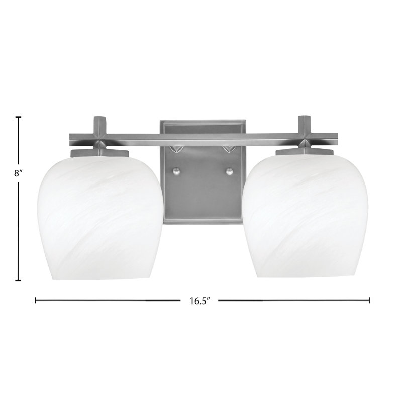 Barre d'éclairage de salle de bain 4 lumières Fausley, H 8 po x l 16,5 po x P 7,25 po, 2 lumières, Graphite