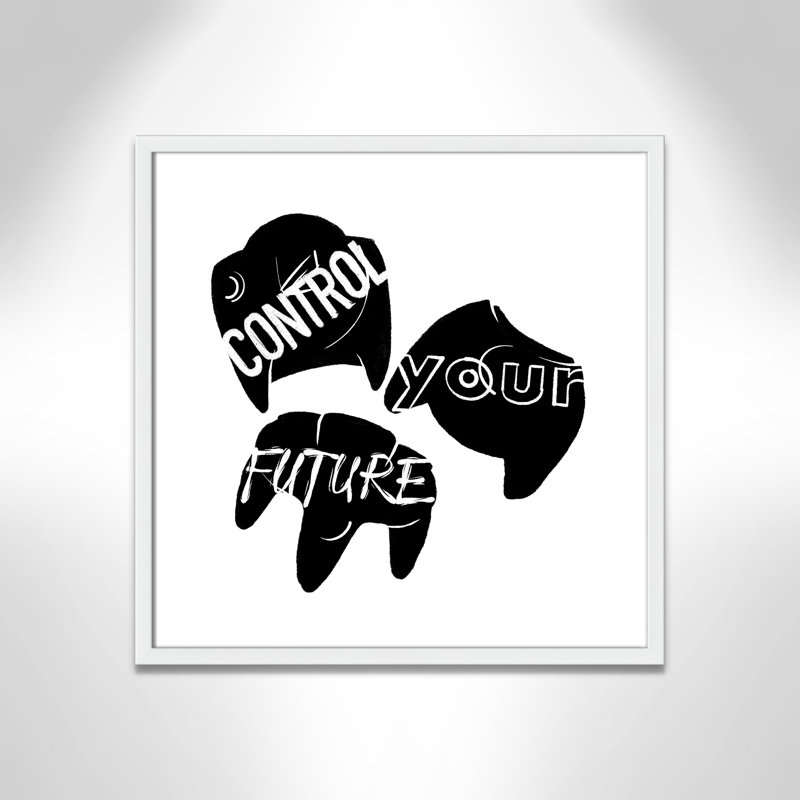 «Control your future», art encadré, H 23,5 po x l 23,5 po x P 1,19 po, Encadré de boîte blanc
