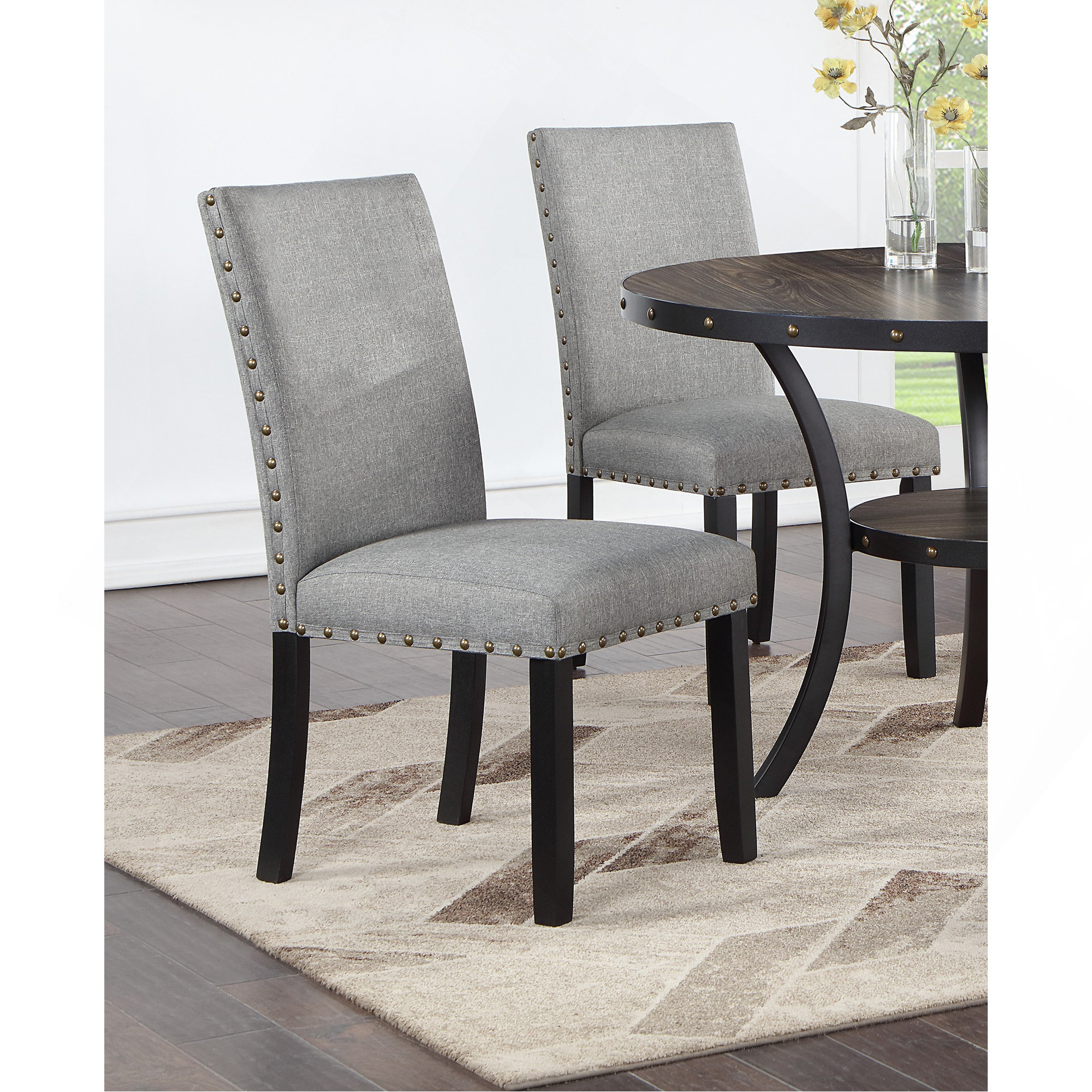 Latitude Run® Modern Grey Fabric Dining Chairs With Plush Cushions And ...