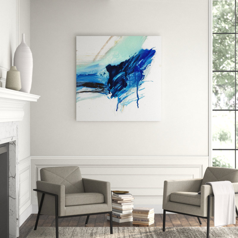 Stalagmite On Giclee Canvas Hand Embellished Art, 13.5" H x 13.5" W x 1.75" D, White Framed Canvas
