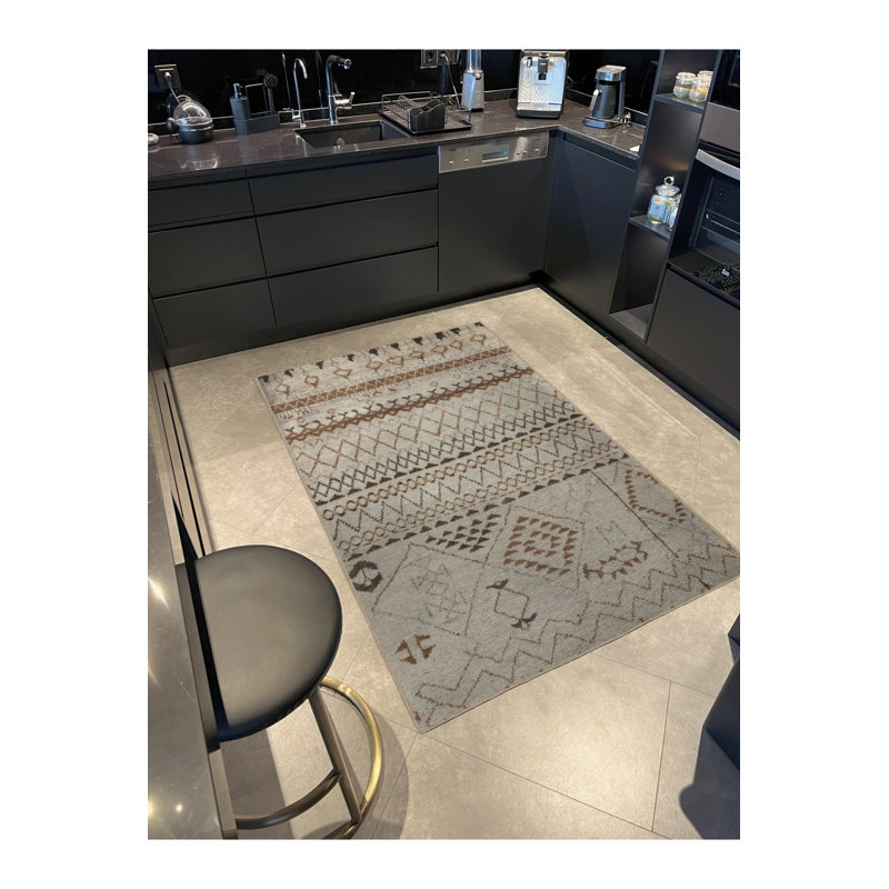 Tapis géométrique abstrait à motif géométrique abstrait, Rectangle 3 pi 3 po x 4 pi 11 po