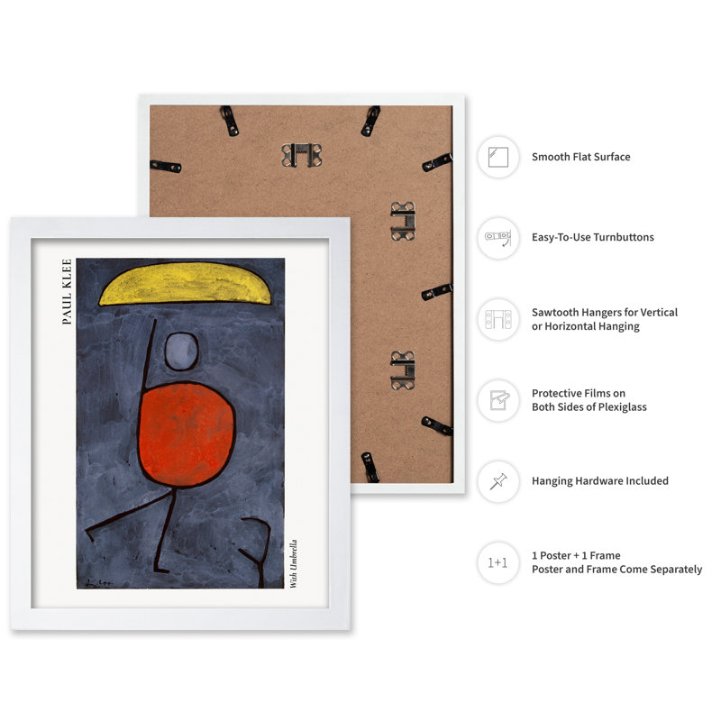 Paul Klee - avec un parasol, Poster, H 24 po x l 32 po, Encadrement blanc