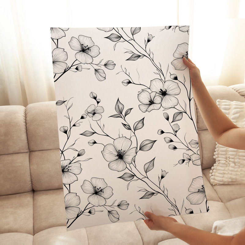 «Floral Floral Dreams Black & White II», reproduction d'art moderne sans cadre