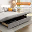 Canapé inclinable en lin mélangé couleur crème avec structure en métal pour chambre et salon-1299509197