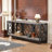 70.9” Extra Long Industrial Console Table, Narrow Sofa Table Behind Couch With Open Storage Shelves, Rustic Entryway Table For Hallway, Foyer, Or Living Room, Metal Frame-1103700352