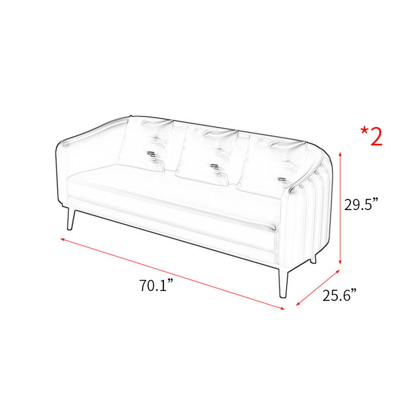 Megna 70.1'' Faux Leather Sofa, Black Faux Leather