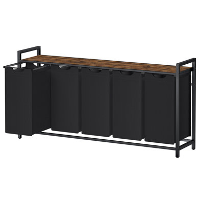 Laundry Hamper, Laundry Basket, Laundry Sorter With 5 Pull-Out And Removable Bags, Shelf, Metal Frame, 5 X 10.6 Gallons (40 L), 56.5 X 13 X 28.4 Inches