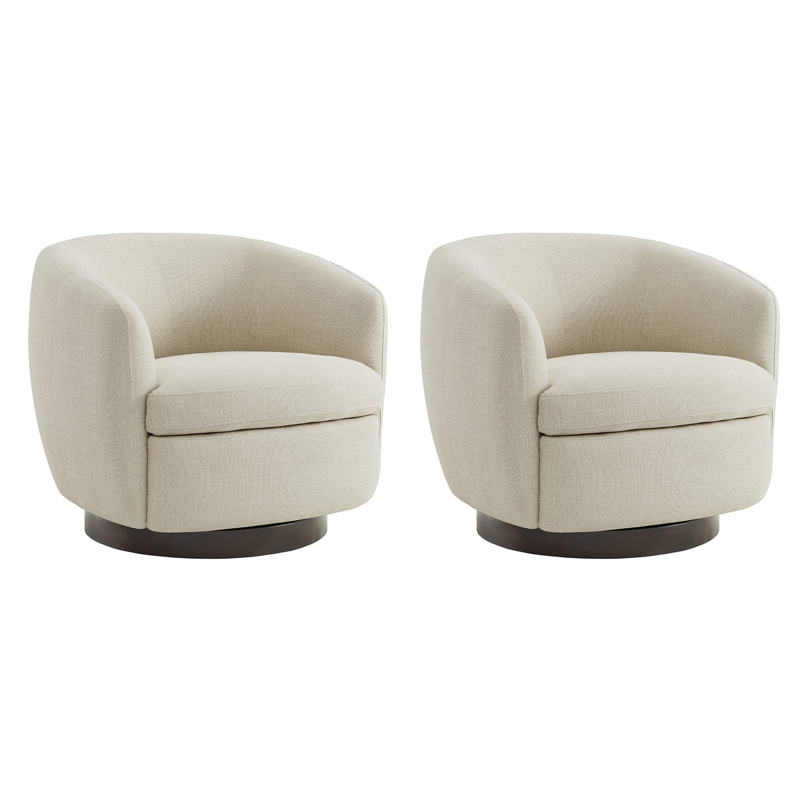 Marcy Linen Swivel Barrel Chair, Effie Linen Performance Linen