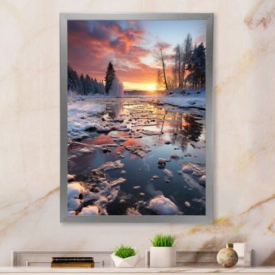 «Winter Sunset Snowfall II», reproduction sur toile