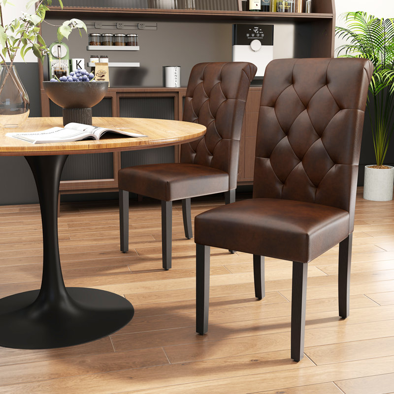 Agastya Tufted Parsons Chair, Brown