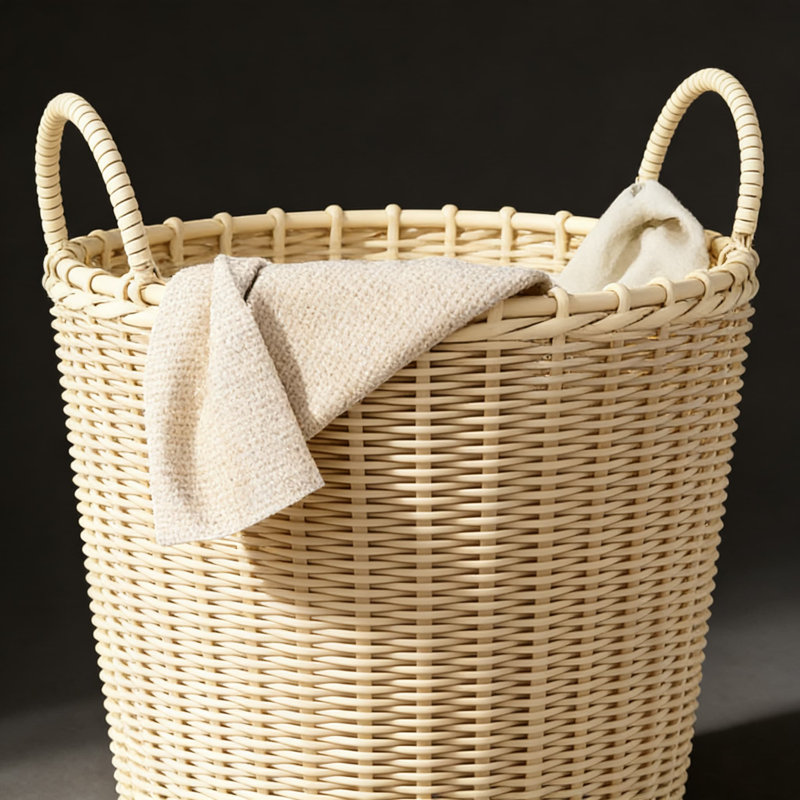 Panier à linge tissé à la main de grande capacité de 42 cm, 2 pièces avec large ouverture pour un accès facile, durable et lavable pour le rangement de la chambre à coucher, de la salle de bain et du salon