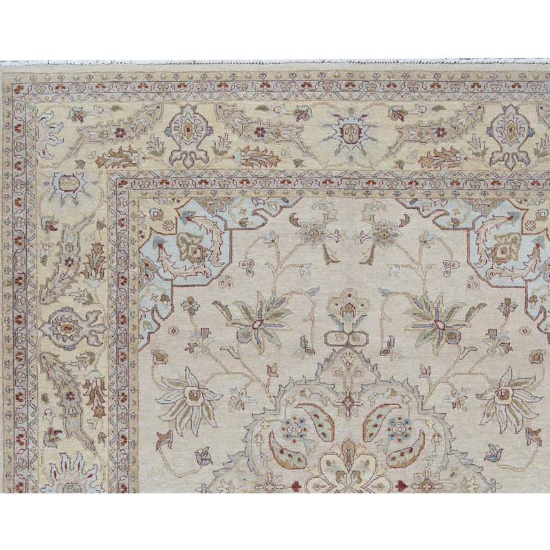 Wool Oriental Area Rug in Beige/Light Blue