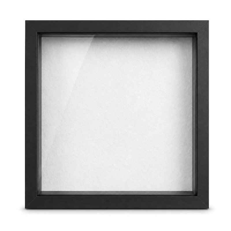 Cadre photo Shadow Box avec panneau de feutre blanc et punaises, Panneau de feutre blanc et punaises, 8 po x 8 po
