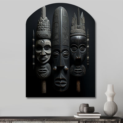 Masque africain - Masque africain, art mural en métal, reproduction d'art asymétrique grise