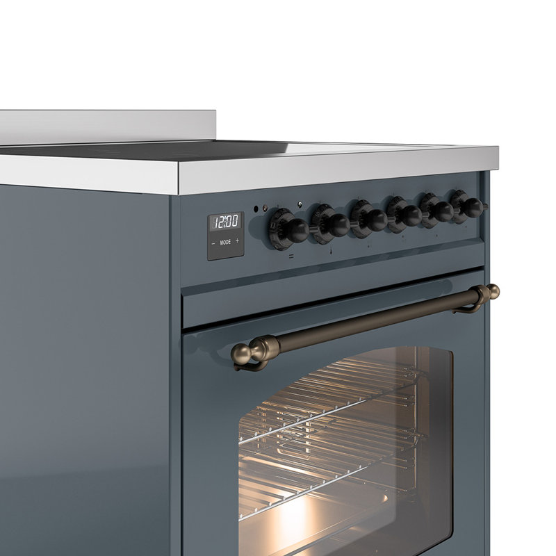 ILVE Nostalgie II 30 in Induction Range, Blue Gray/Bronze