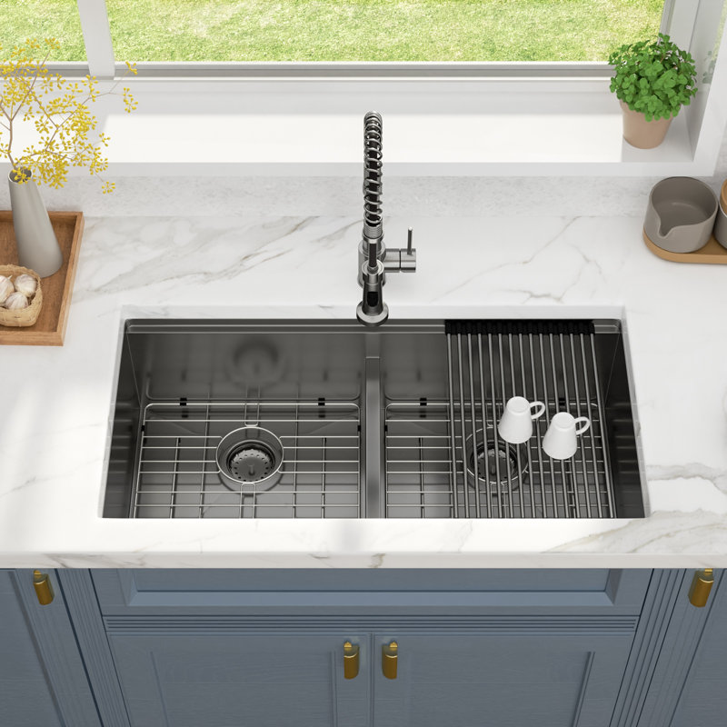 Évier de cuisine encastré à simple cuve en acier inoxydable de calibre 16 avec accessoires encastrable 36 po L x 19 po L 36 po x l 19 po