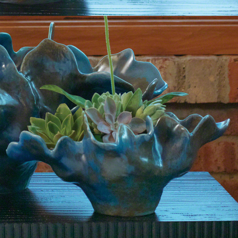 Meteor Decorative Bowl, Blue, Small (6.5'' H x 13'' W x 7.75'' D)
