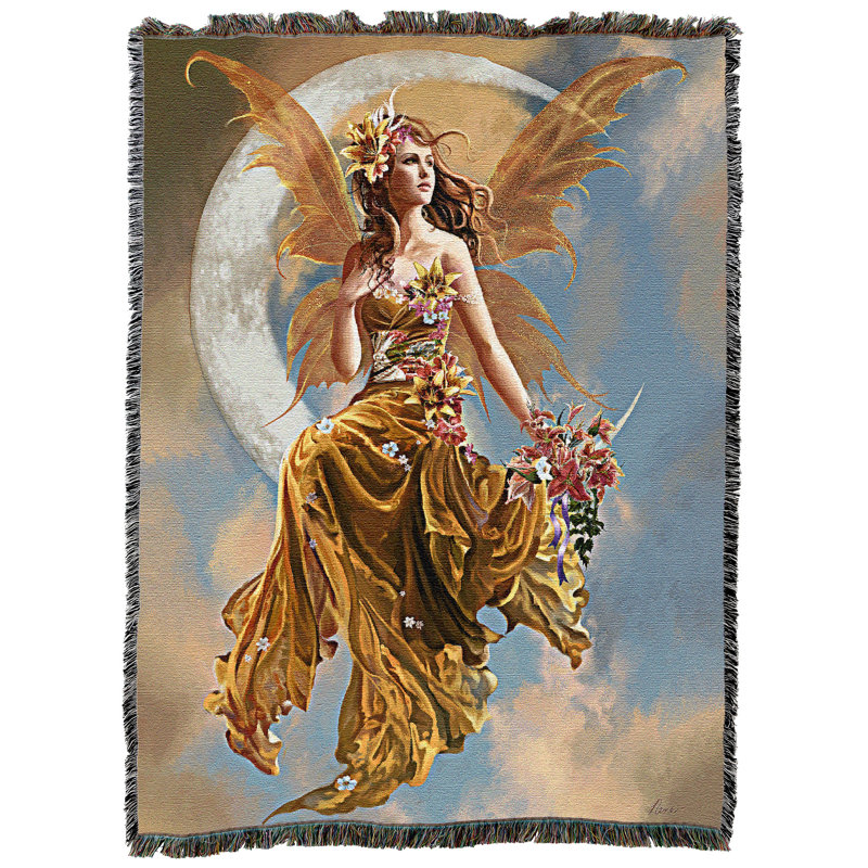 Couverture féerique Terre et Lune de Pure Country Weavers par Nene Thomas - Jeté en tapisserie tissée en coton fantaisie - Fabriqué aux États-Unis (72 x 54)