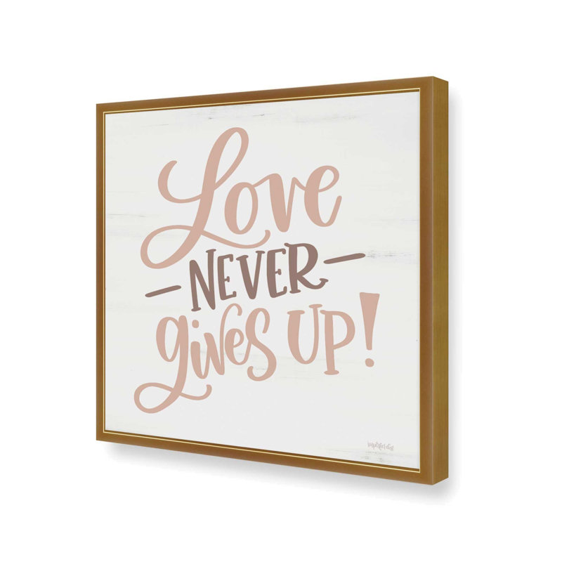 «Love Never Gives Up» par Imperfect Dust, reproduction d'art, L 36 x H 36, Doré, Impression encadrée