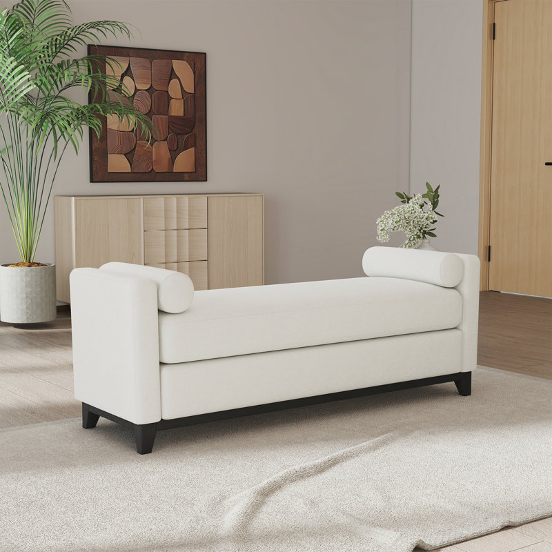 Banc rembourré 66,34 pouces, Beige, Beige, Black