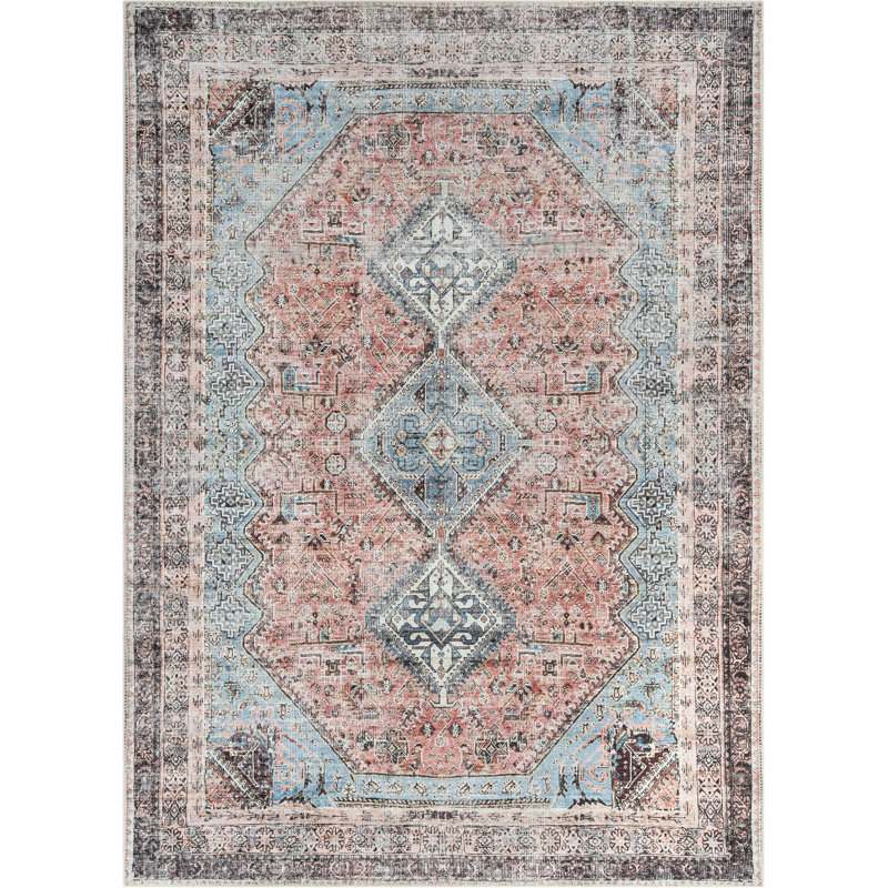 Tapis oriental bleu clair Eustice, Rectangle 7 pi 10 po x 9 pi 10 po
